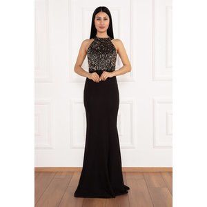 PULLIMM Top Sequined Bottom Atlas Fish Long Evening Dress 13015 18K69231U09
